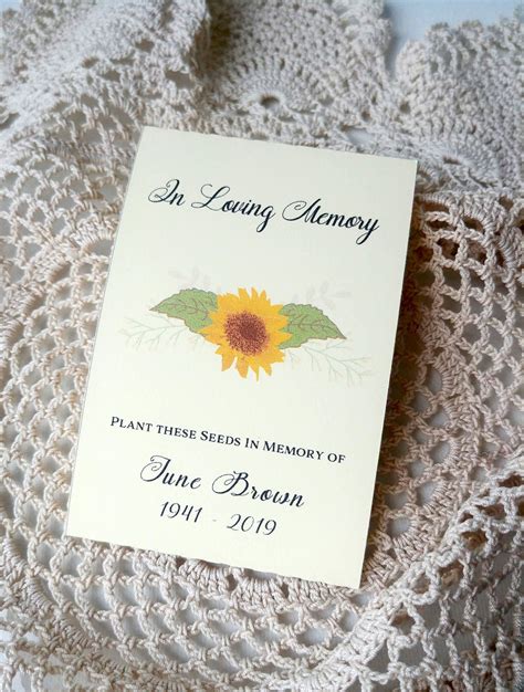 In Loving Memory Seed Packets Sunflower Seeds Plant With Love