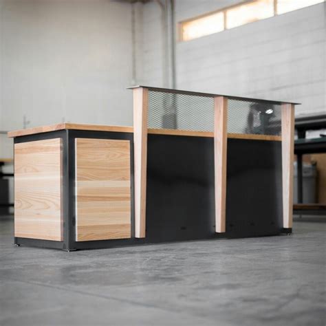 Ash Wood And Hot Roll Steel Reception Desk Real Industrial Edge