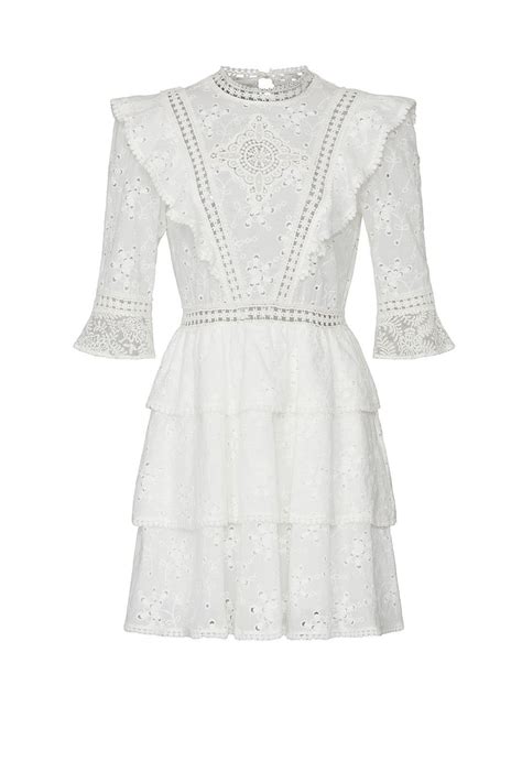 White Lace Ruffle Dress By The Kooples For 55 70 Rent The Runway