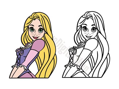 princess rapunzel svg princess outlined svg cut file etsy