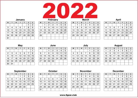 Uk Calendar 2022 Printable Red And White Printable Calendars