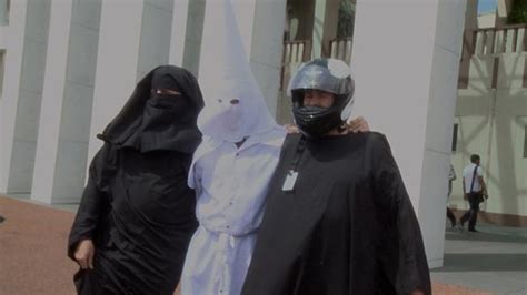 Kkk Burqa Bikie Men Attempt To Enter Parliament