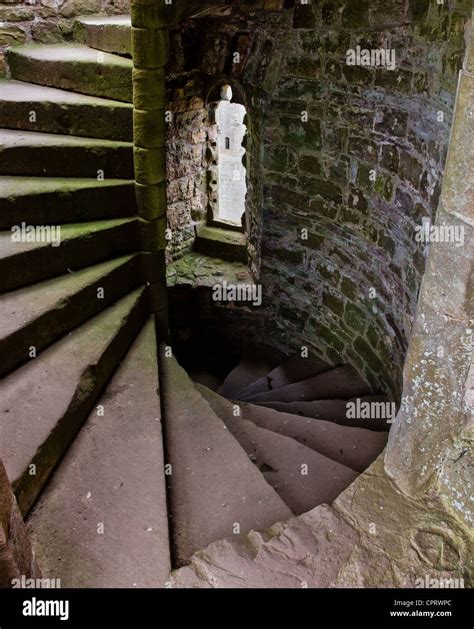 Stone Spiral Staircase At Raglan Castle Monmouthshire Stock Photo Alamy