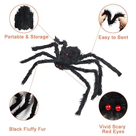 Lot De 6 Grandes Araignées Géantes Pour Halloween Araignée Poilue Réaliste Avec Yeux Rouges Et