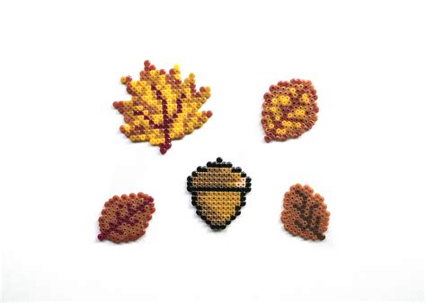 Set Aus 5 Herbst Broschennadeln 8 Bit Pixel Kunst Brosche Image 0