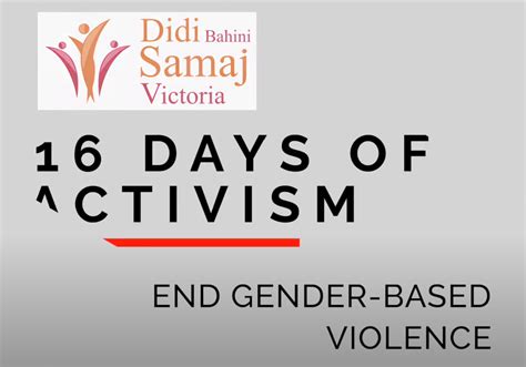 16 days of activism against gender based violence nov 2020 didi bahini samaj victoria