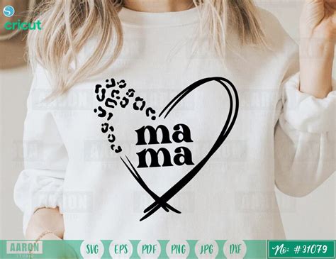 Leopard Heart Mama Svg Dxf Png Eps Pdf Love Mama Svg Mom Etsy