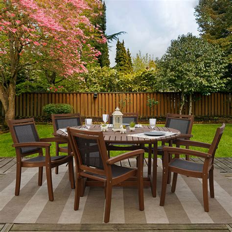 Get Grande 7 Piece Eucalyptus Wood Outdoor Patio Furniture Dining Set
