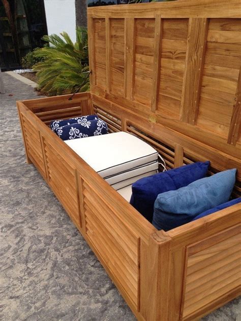 Outdoor deck storage boxes range from basic and utilitarian to attractive design additions to your outdoor living space. Teak Wood Manhattan Pool and Deck Storage Box | Patio ...