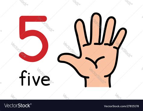 5 Kids Hand Showing Number Five Sign Royalty Free Vector