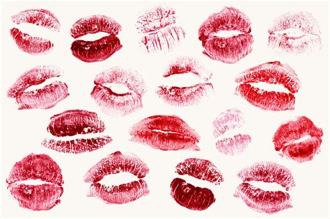 Realistic Lipstick Kisses by Modern Design Elements on Creative Market Картины Идеи для фото