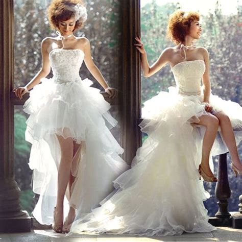 With Detachable Train 2015 New Hi Lo Wedding Dresses Mini Robe De