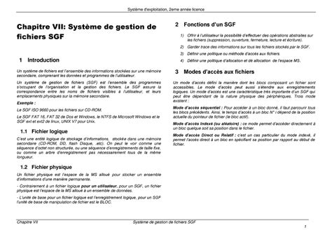 Chapitre 6 Systèmes Dexploitation 1 Chapitre Vii Système De Gestion