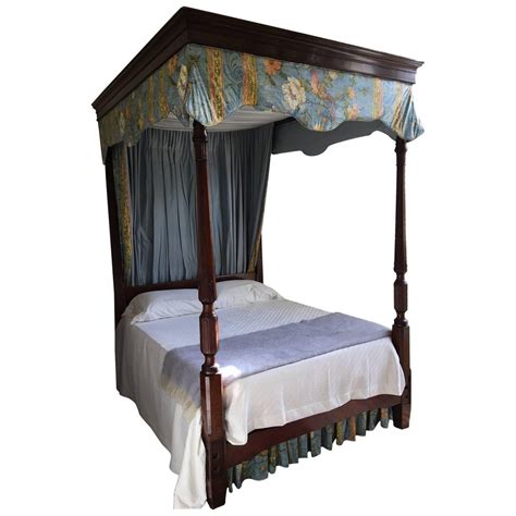 Carved Mahogany Four Poster Bed With Canopy 19th Century Canopy