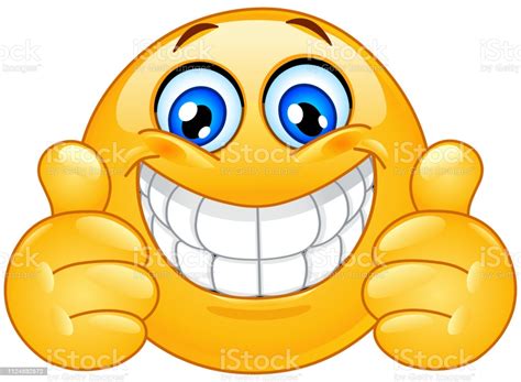 Big Smile Emoticon With Thumbs Up Stock Illustration ...