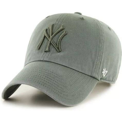 47 Brand Curved Brim Mit Dunkelgrünem Logo New York Yankees Mlb Clean