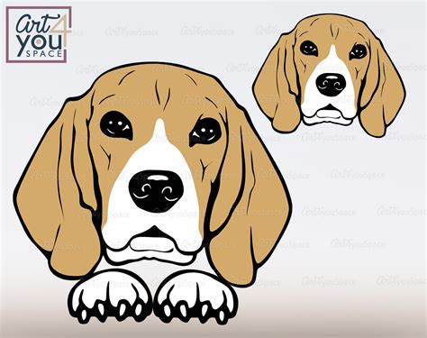 Beagle Svg Dog Svg Peeking Cricut Face Head Cute Etsy Uk