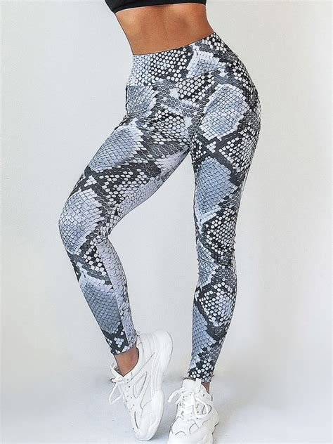Snake Skin Print High Waist Workout Yoga Leggings