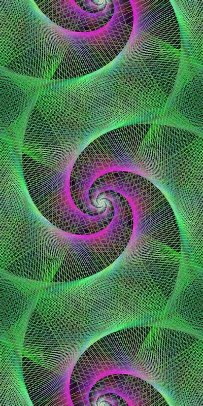 Green And Purple Repeating Spiral Fractal Background Abstract Art