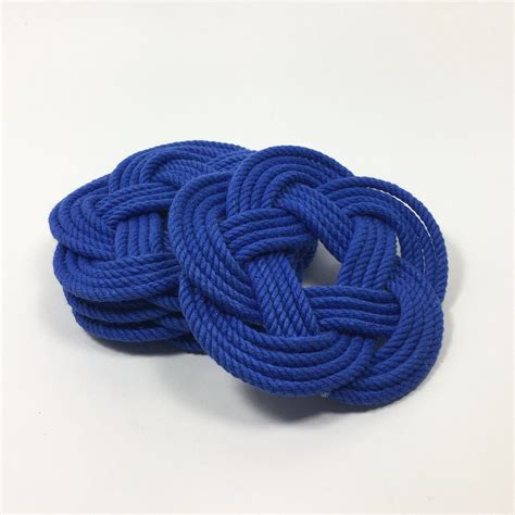 Nautical Knot Sailor Knot Coasters Woven In Royal Blue Set Of 4