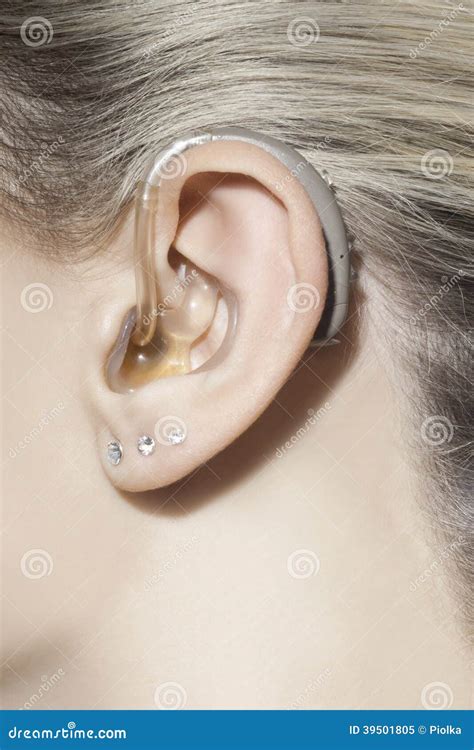 Women Ear With Hearing Aid Stock Image Image Of Hearing 39501805