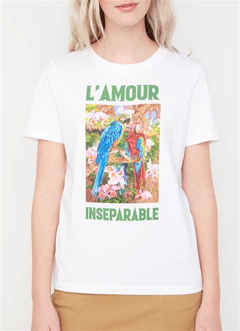 Maje Amour T Shirt Van Biologisch Katoen Met Frontprint • Wit • De Bijenkorf