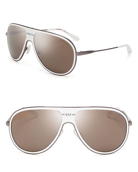 carrera mirrored navigator sunglasses in white for men lyst