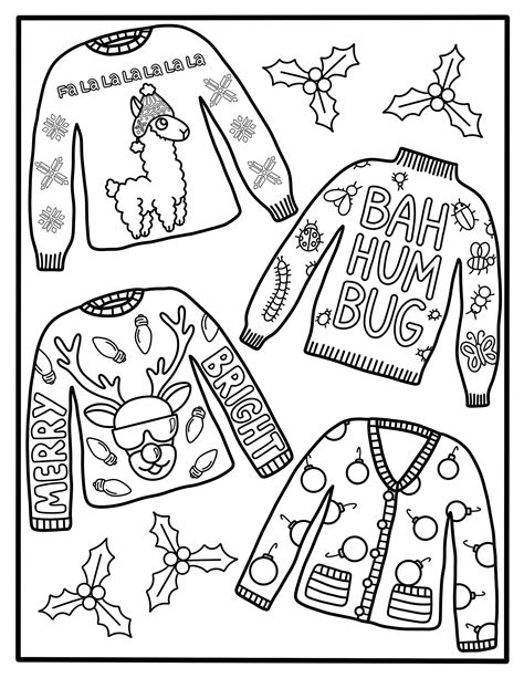 Ugly Christmas Sweater Coloring Page Etsy