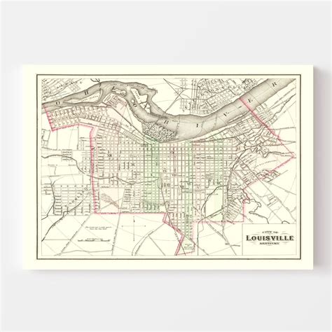 Vintage Map Of Louisville Kentucky 1875 By Teds Vintage Art