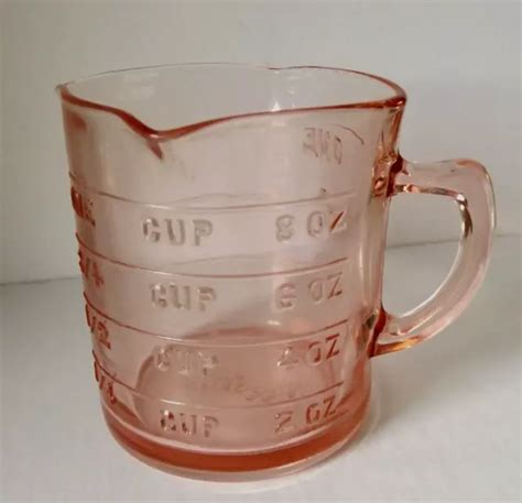 Kelloggs Measuring Cup Pink Depression Glass Spout One Cup