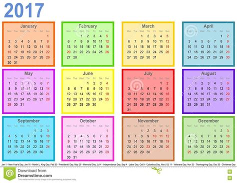 Calendar 2017 Holidays Usa Federal Holidays In Usa In 2017
