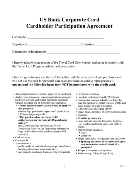 Check spelling or type a new query. US Bank Corporate Card Cardholder Participation Agreement