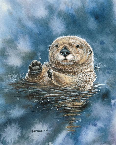 Sea Otter Print Of Original Watercolor By Dave Bartholet Etsy