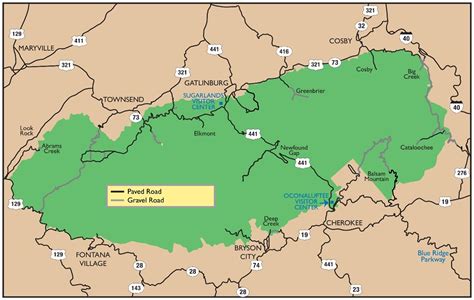 Smoky Mountain National Park Map State Coastal Towns Map