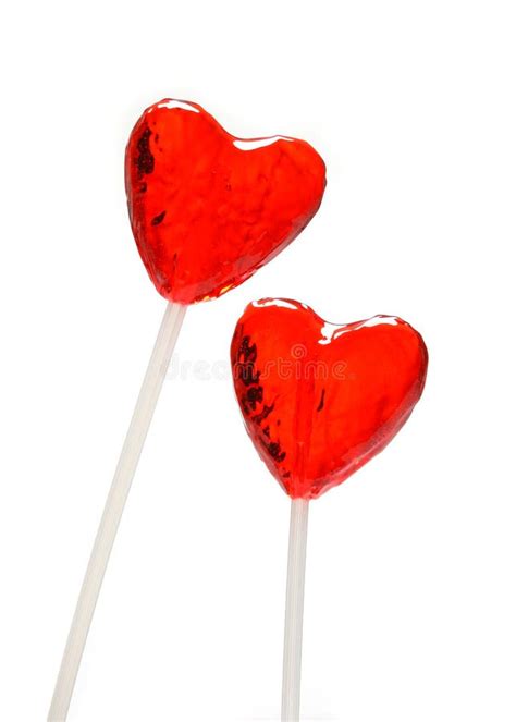 Two Heart Shaped Lollipops For Valentine Stock Photo Image Of