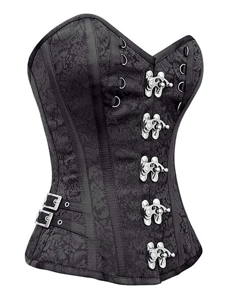 Noble Black Jacquard Weave Fabric Steel Bone Overbust Corset N10066