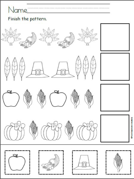 Thanksgiving Patterns Cut And Paste Made By Teachers