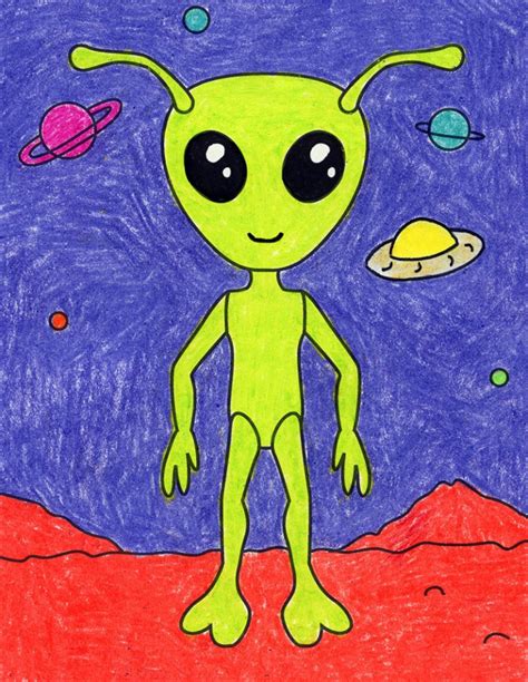 How To Draw Cartoon Aliens Using Cute Circles Alien D