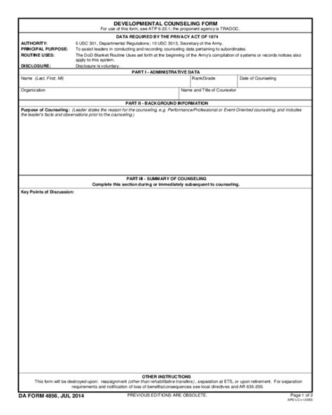 Army Developmental Counseling Form Edit Fill Sign Online Handypdf
