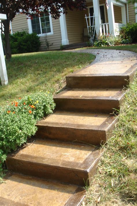 Stained Concrete Steps And Walkway Rehabbing Ideas Pinterest
