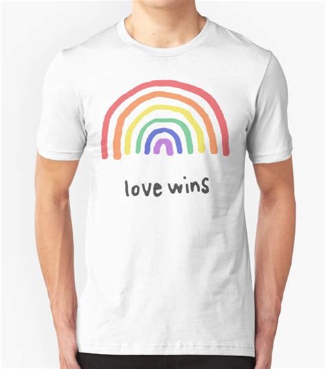 Love Wins T Shirt Lgbt Trans Rainbow Gay Pride Top Print T Shirt Mens Short Pure Cotton Round