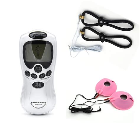 Female Electric Shock Vagina Massager Rings With Nipple Paste Pads Combine Electro Shock