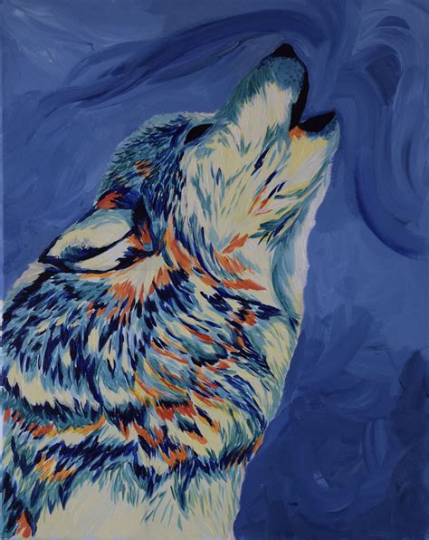 Wolf Painting Acrylic Painting In Bright Colors © Indigo Art By
