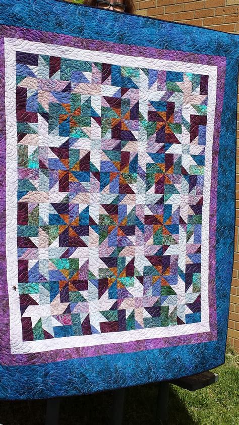 Batik Quilt Kit In A Mix Of Rich Blue And Purple Pre Cut Fabric Strips