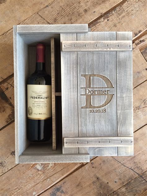 Personalized Wooden Wine Or Whiskey Bottle And Glassware Gift Box