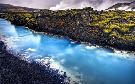 Wallpaper River Stones Blue Water Iceland Hot Spring 1680x1050