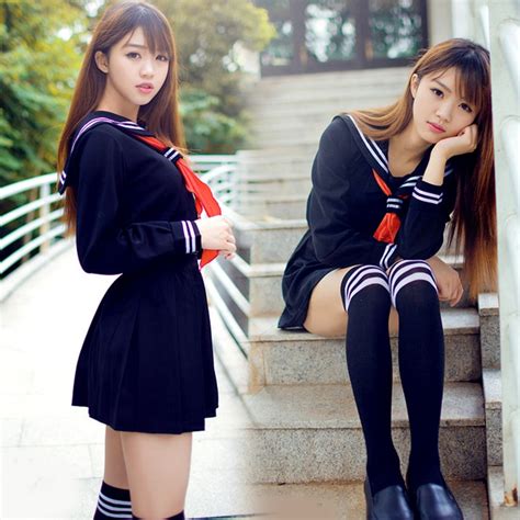 2 Pcsset Jk Japanese School Sailor Uniform Fashion School Class Navy