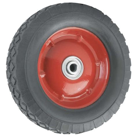 Steel Hub Wheel Black Rubber Tire And Red Rim 8 Inch By 175 Inch