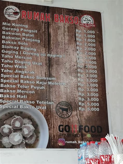 Carta del restaurante Rumah Bakso, Lawang, Green Paradise Regency