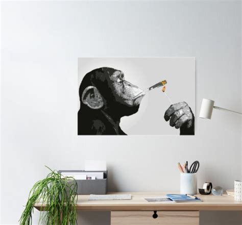 Banksy Steez Chimp Monkey Smoking Joint Poster Etsy